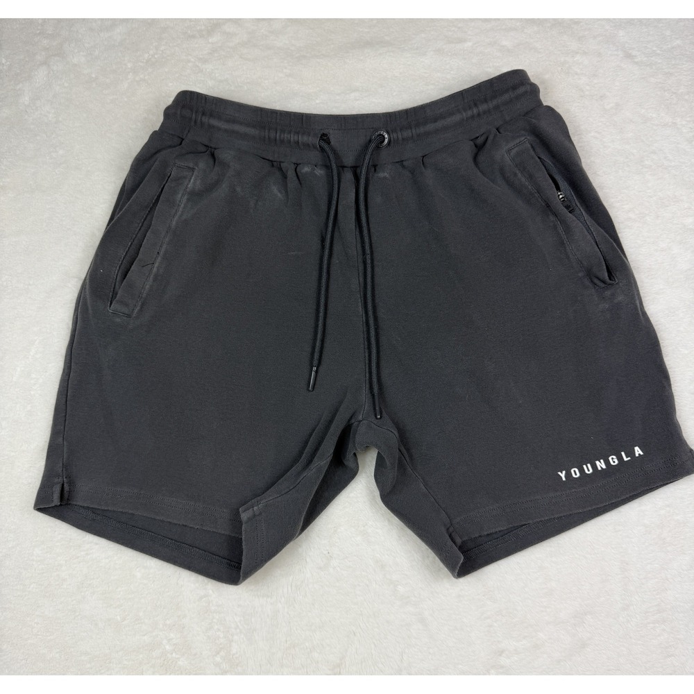 YoungLA Men's Large Charcoal Gray Drawstring Sweat Shorts